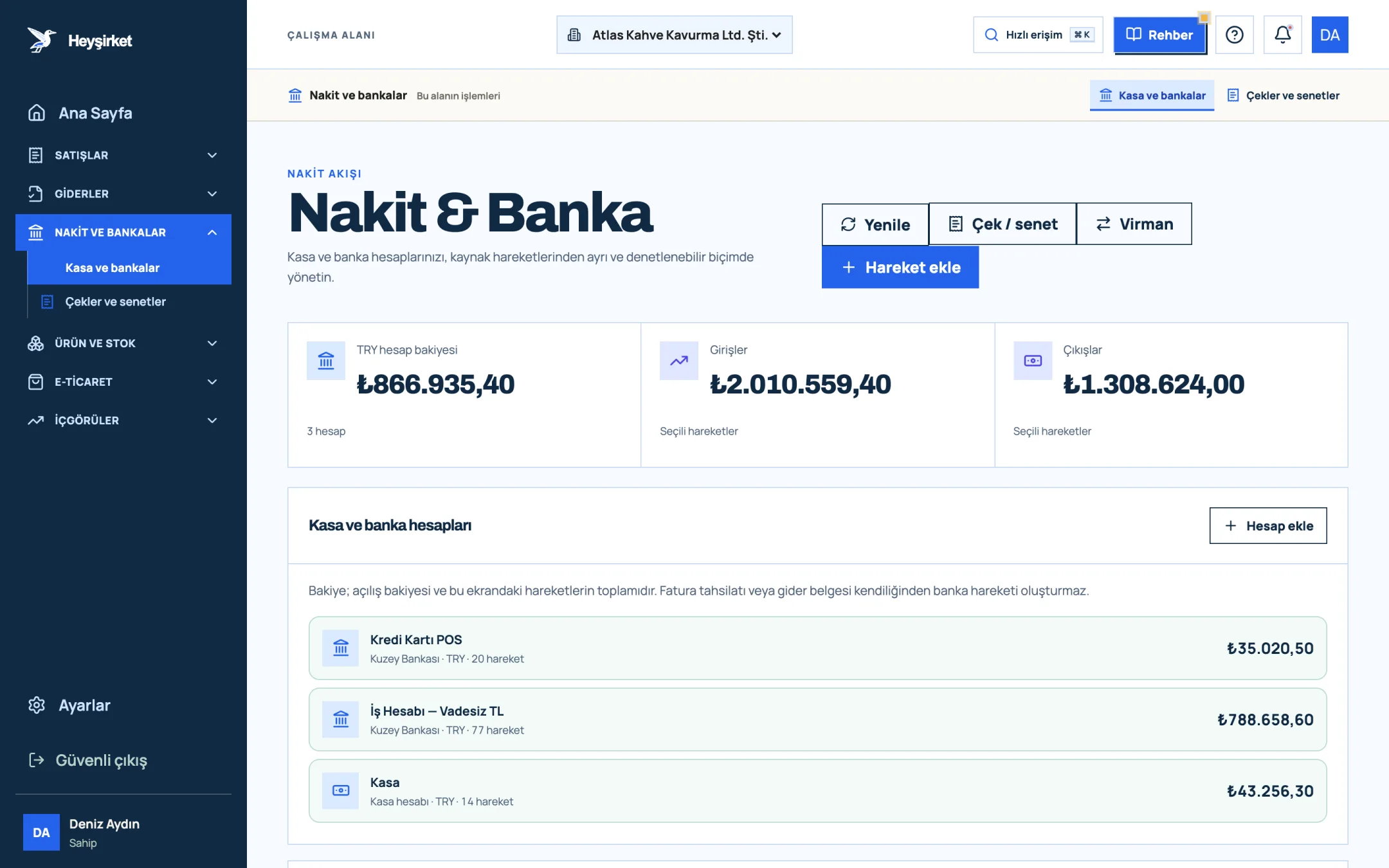 Nakit & Banka: hesaplar