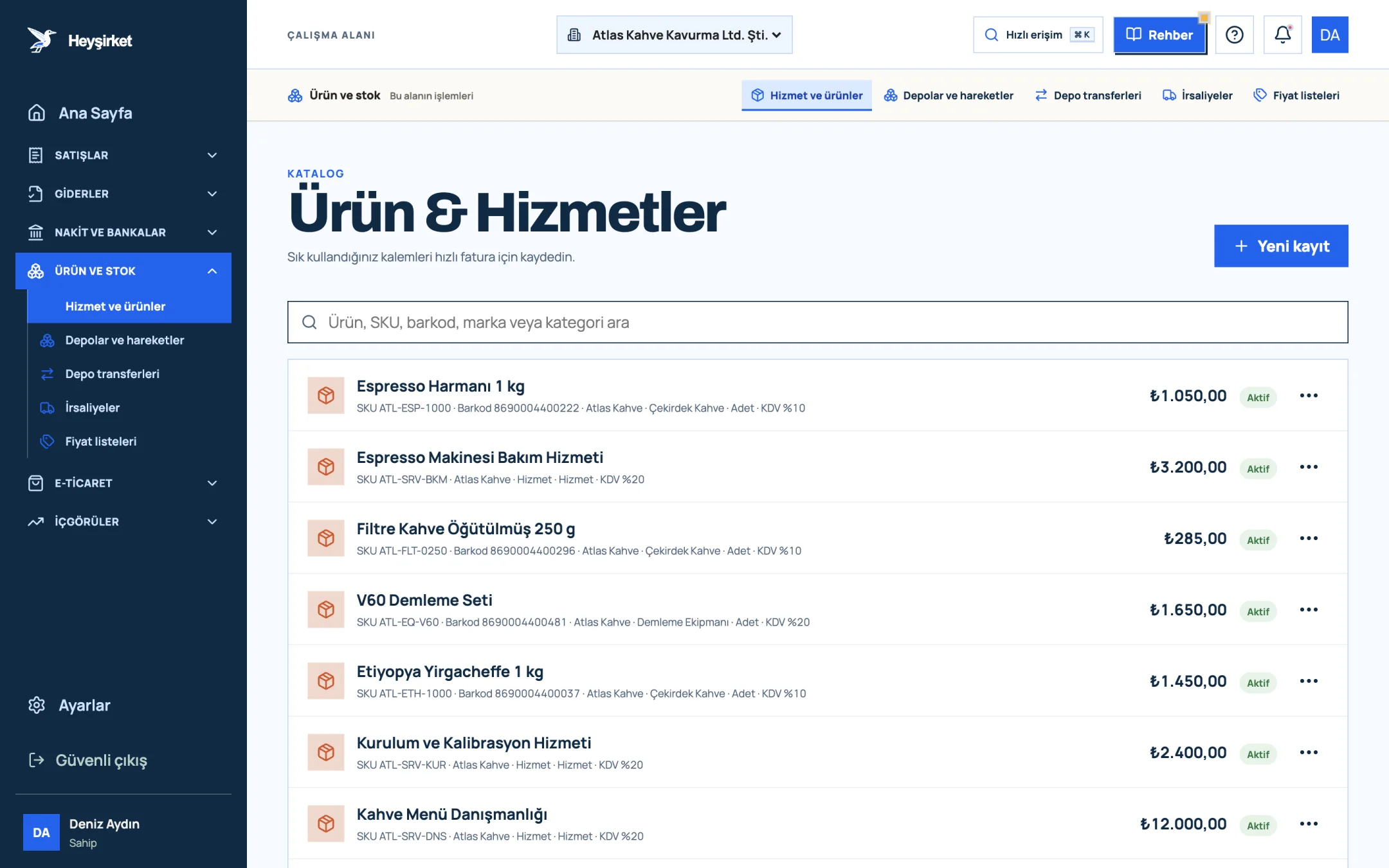 Ürün & Hizmetler kataloğu
